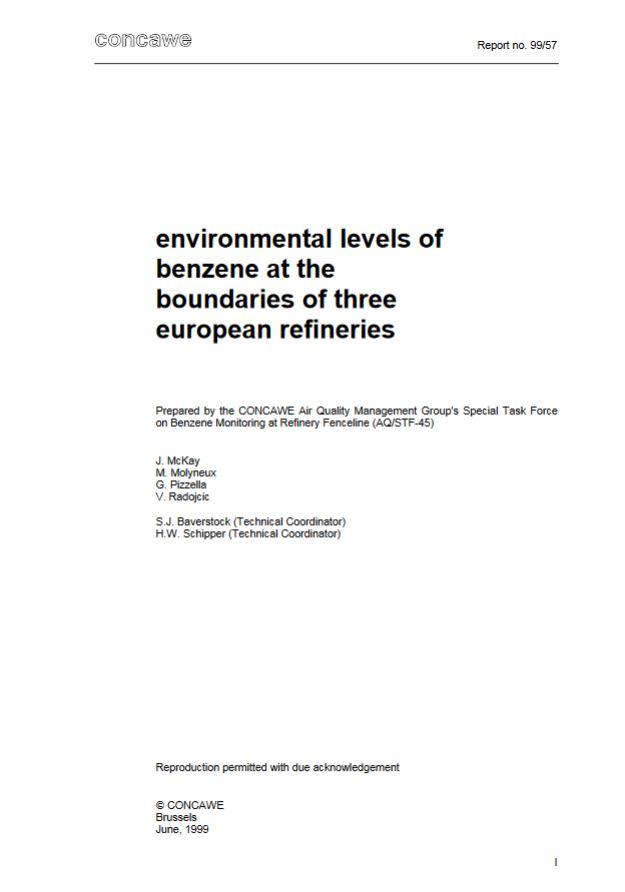Environmental levels of benzene at the boundaries of three European refineries