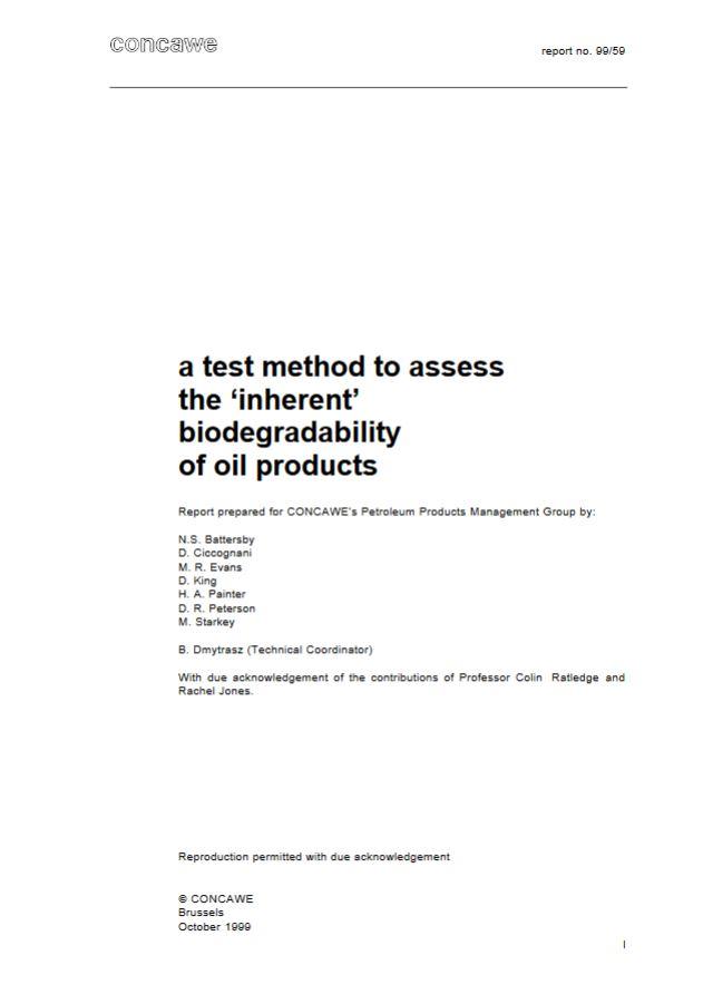 A test method to assess the ‘inherent’ biodegradability of oil products