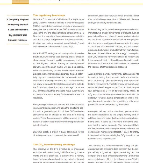 Benchmarking CO2 emissions from European refineries