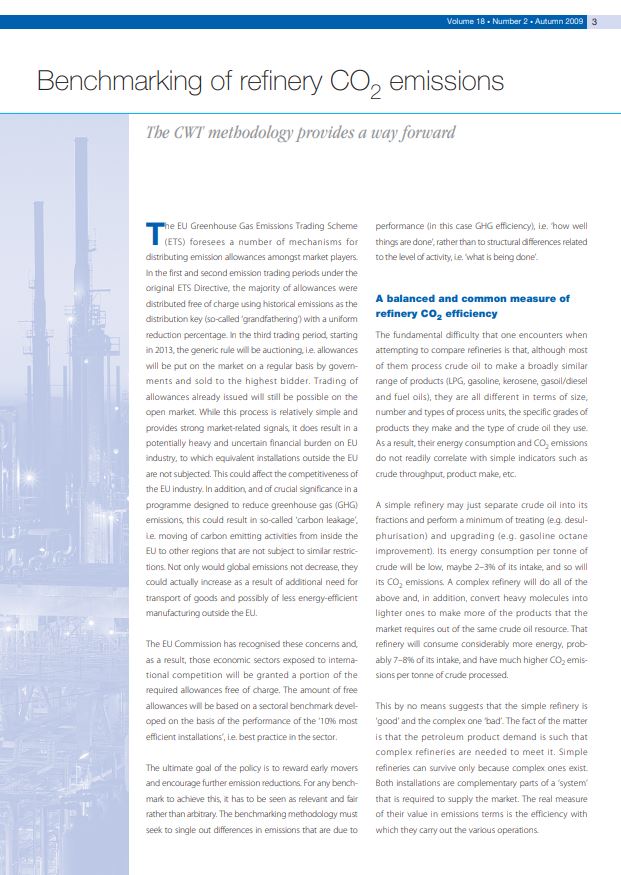 Benchmarking of refinery CO2 emissions