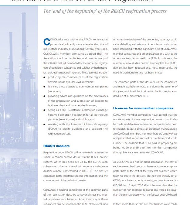 CONCAWE’S role in REACH registration