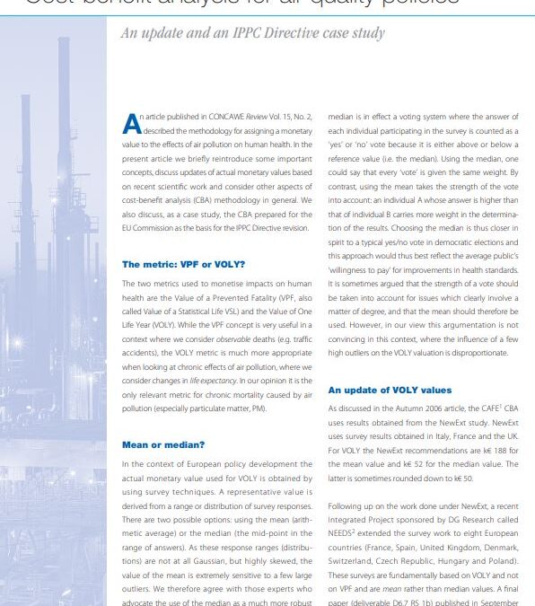 Cost-benefit analysis for air quality policies