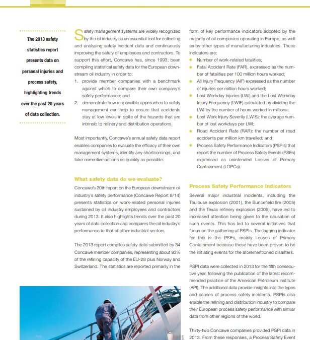 Downstream oil industry safety statistics for 2013