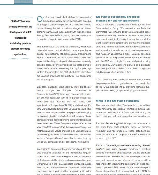 EN 16214: A new European standard for sustainable biofuels