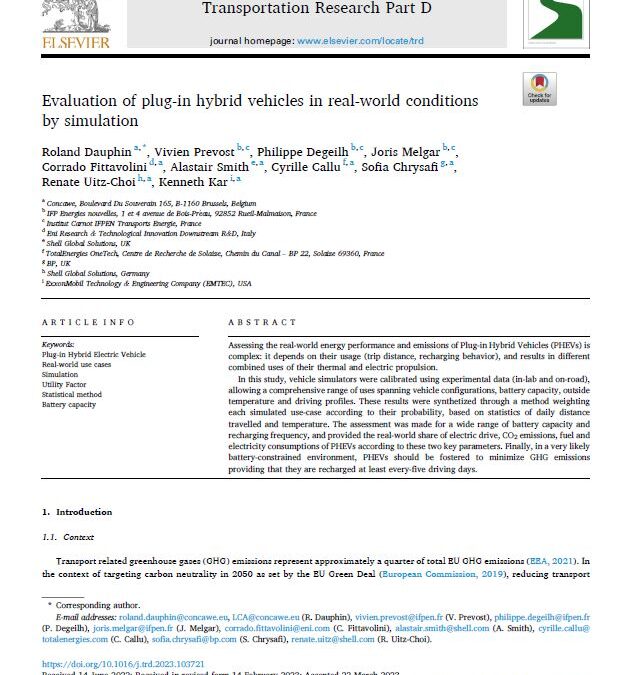 Evaluation of plug-in hybrid vehicles in real-world conditions by simulation