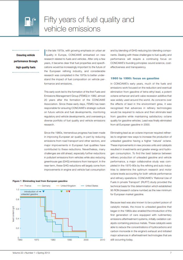 Fifty years of fuel quality and vehicle emissions