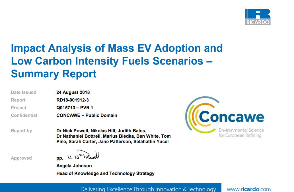 Impact Analysis of Mass EV Adoption and Low Carbon Intensity Fuels Scenarios – Summary Report