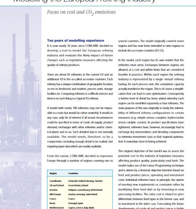 Modelling the European refining industry