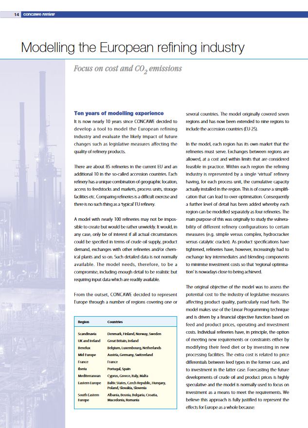 Modelling the European refining industry