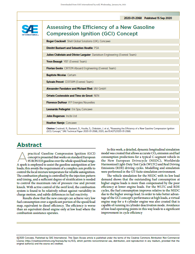 Assessing the Efficiency of a New Gasoline Compression Ignition (GCI) Concept
