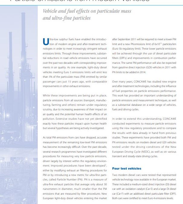 Particle emissions from modern vehicles