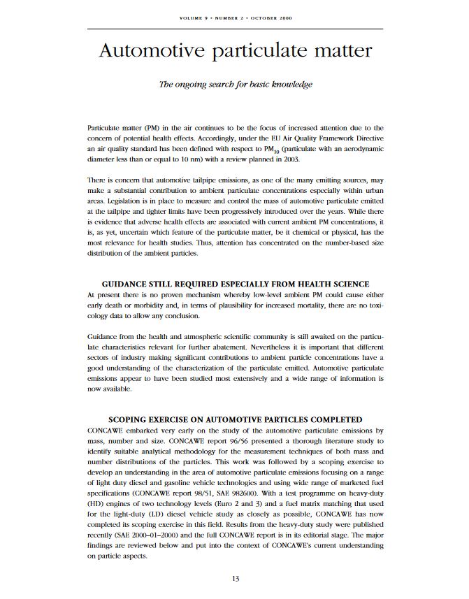 Automotive particulate matter