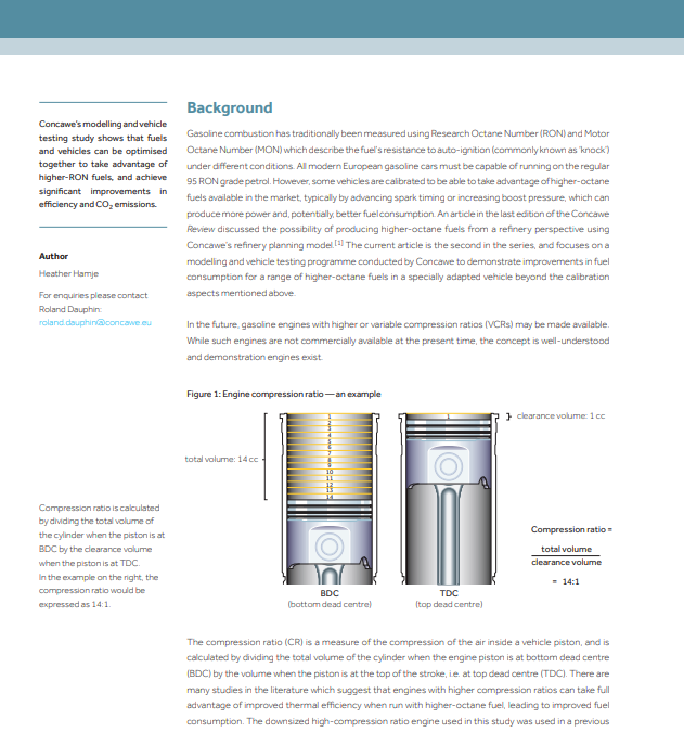 Running high-octane petrol in a suitably adapted engine (Concawe Review 29.1)