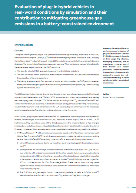 Evaluation of plug-in hybrid vehicles in real-world conditions by simulation and their contribution to mitigating greenhouse gas emissions in a battery-constrained environment