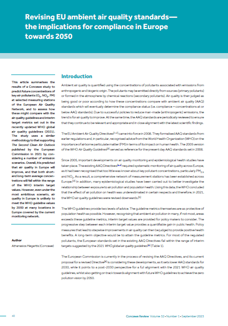 Revising EU ambient air quality standards—the implications for compliance in Europe towards 2050