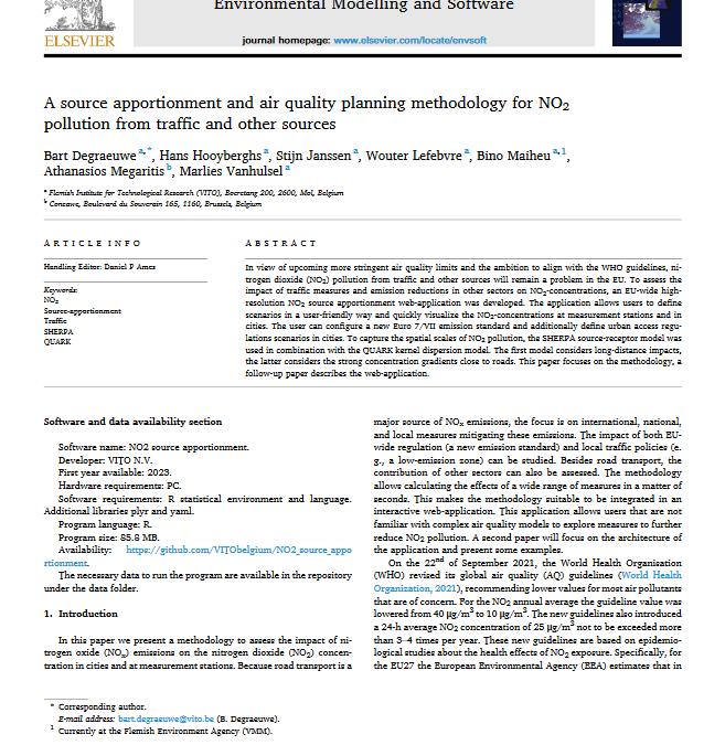 A source apportionment and air quality planning methodology for NO2 pollution from traffic and other sources