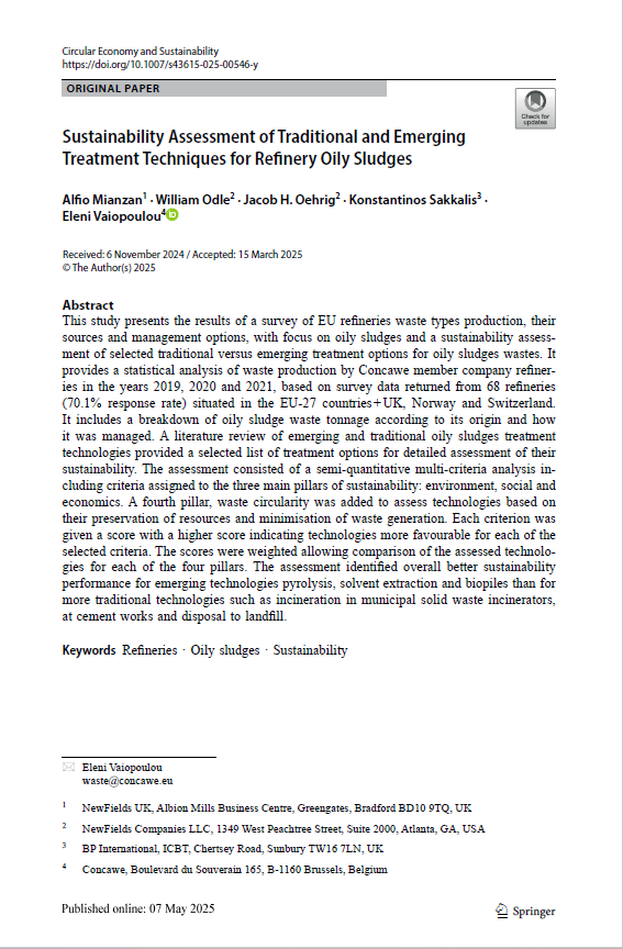 Sustainability Assessment of Traditional and Emerging Treatment Techniques for Refinery Oily Sludges