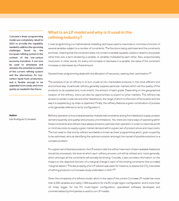 New Concawe linear programming model