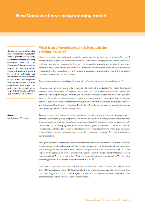 New Concawe linear programming model