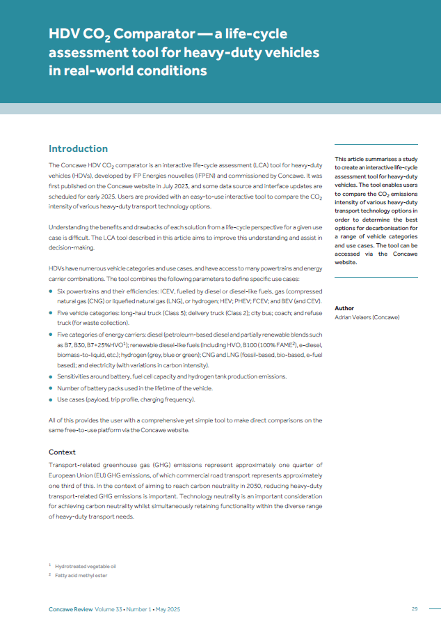 HDV CO₂ Comparator—a life-cycle assessment tool for heavy-duty vehicles in real-world conditions