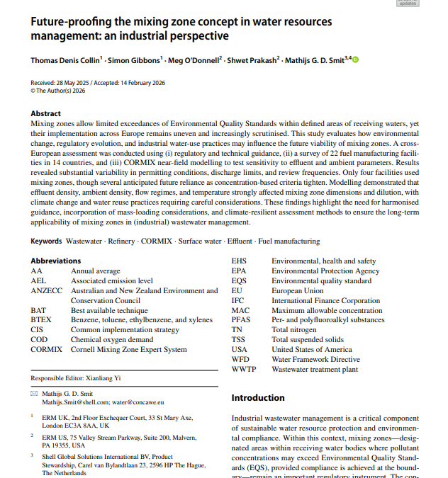Future‑proofing the mixing zone concept in water resources  management: an industrial perspective