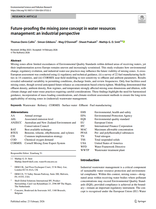 Future‑proofing the mixing zone concept in water resources  management: an industrial perspective