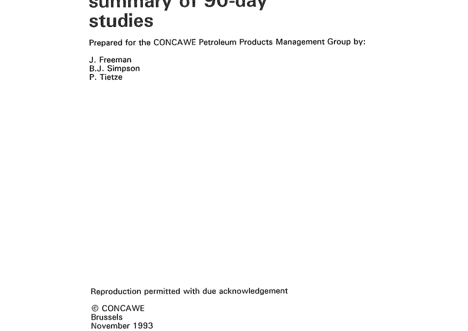 White Oil and Waxes – Summary of 90-day Studies