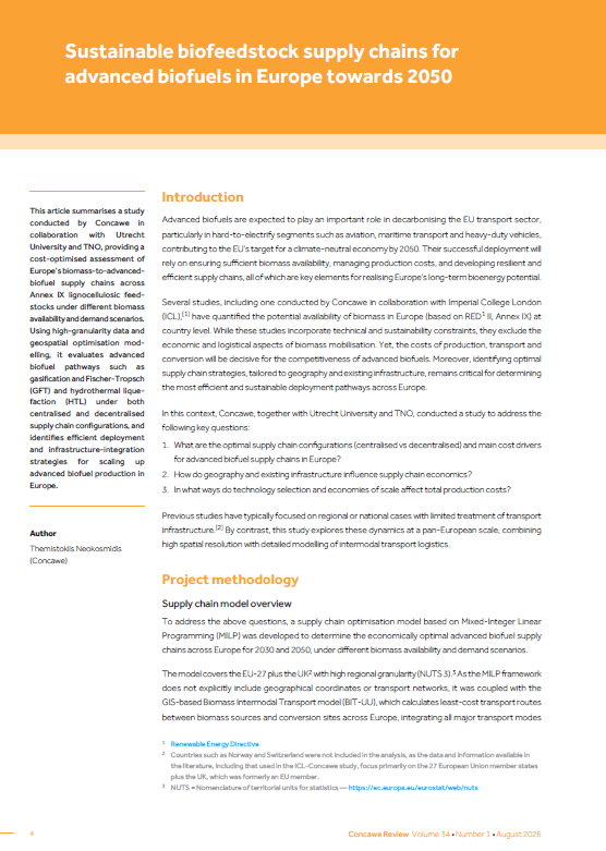 Sustainable Biofeedstock Supply Chains for Advanced Biofuels in Europe towards 2050