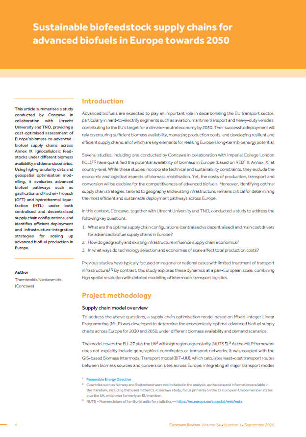 Sustainable Biofeedstock Supply Chains for Advanced Biofuels in Europe towards 2050
