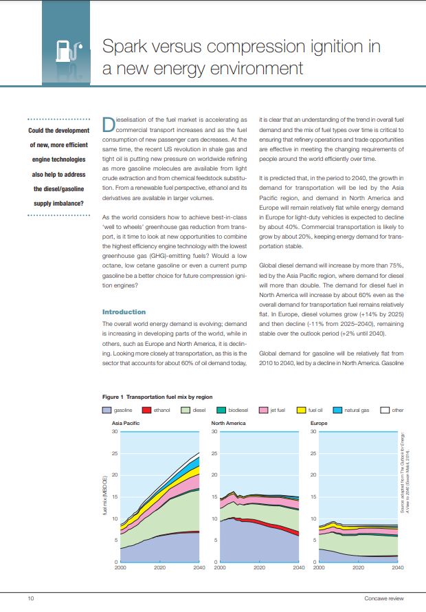 Spark versus compression ignition in a new energy environment