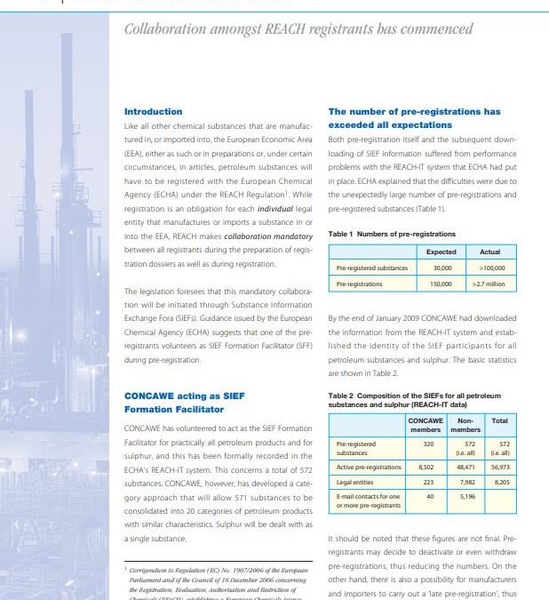 Substance Information Exchange Fora (SIEFs) for petroleum substances