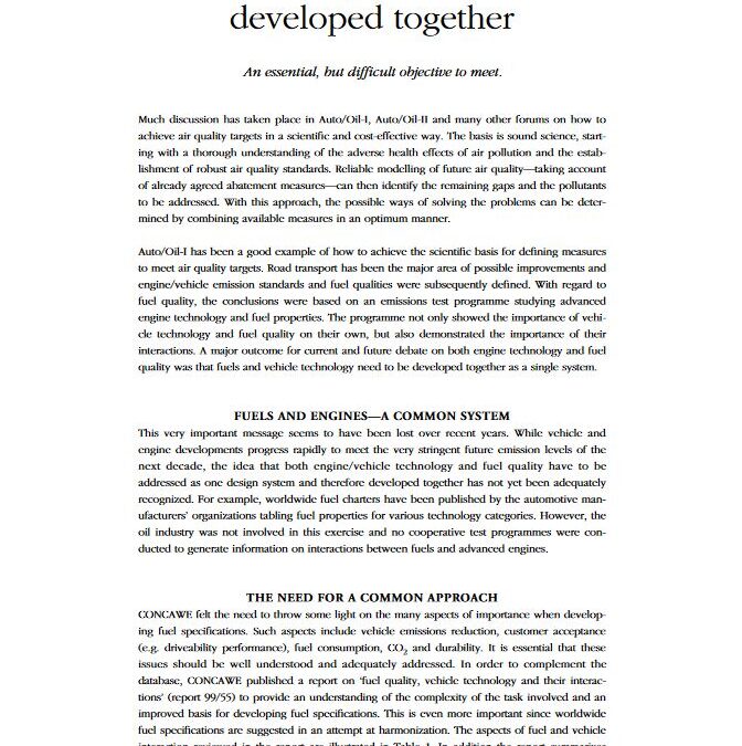 Fuels and engines need to be developed together