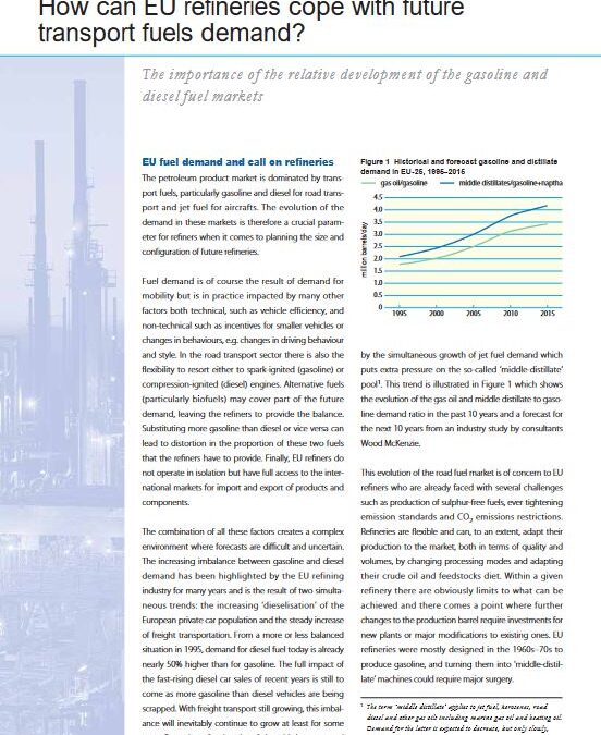 How can EU refineries cope with future transport fuels demand?