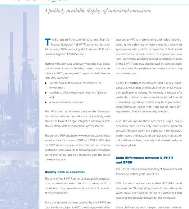 The European Pollutant Release and Transfer Register