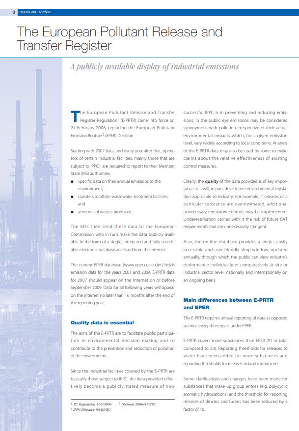 The European Pollutant Release and Transfer Register