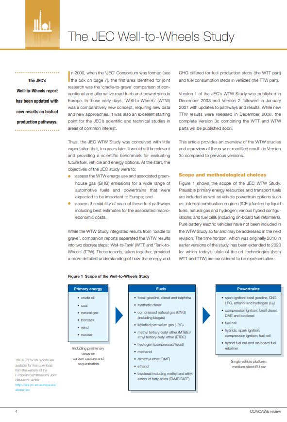 The JEC Well-to-Wheels Study