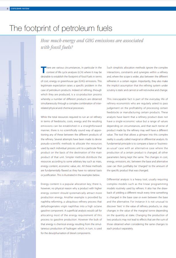 The footprint of petroleum fuels