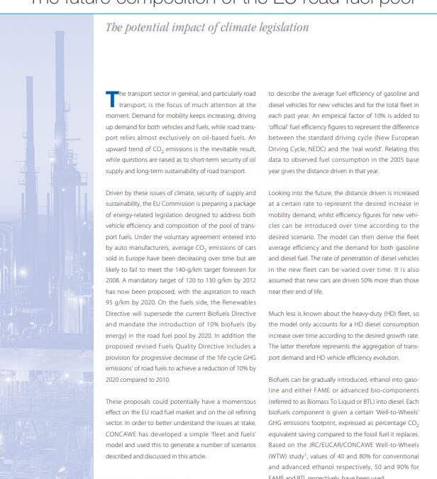 The future composition of the EU road fuel pool