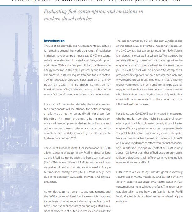 The impact of biodiesel on vehicle performance