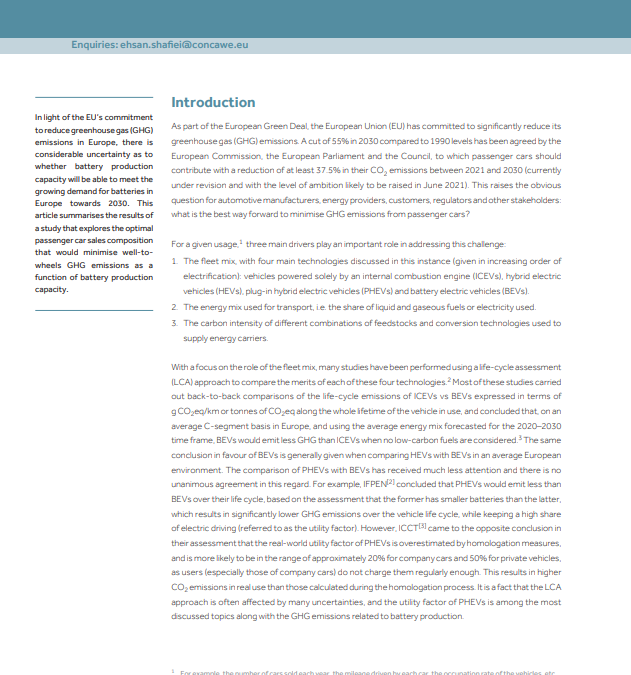 The optimal vehicle electrification level in a battery-constrained future (Concawe Review 30.1)