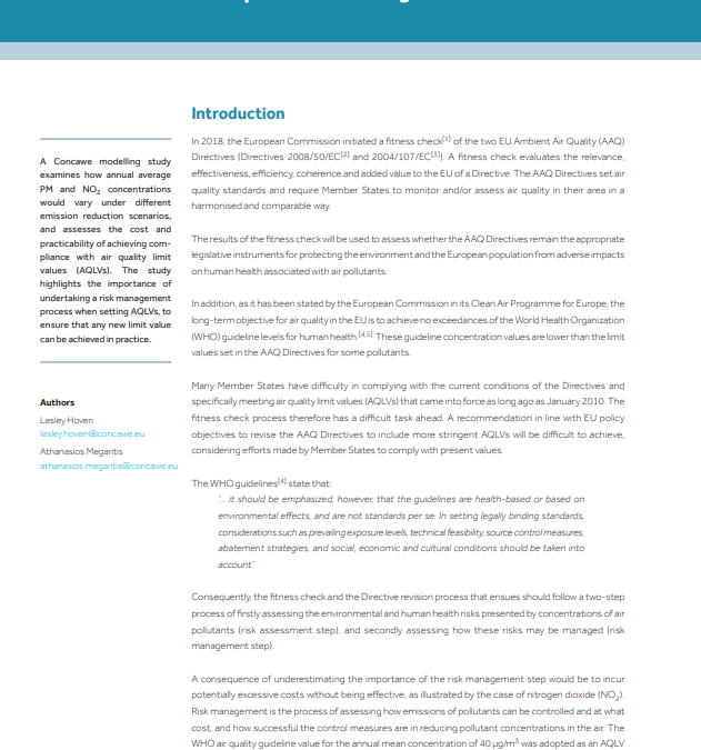 Understanding the process of setting air quality limit values and the associated compliance challenge