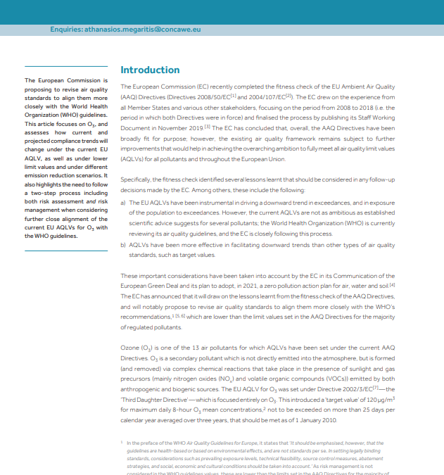 Understanding the process of setting air quality limit values and the associated compliance challenge—the ozone study (Concawe Review 30.1)