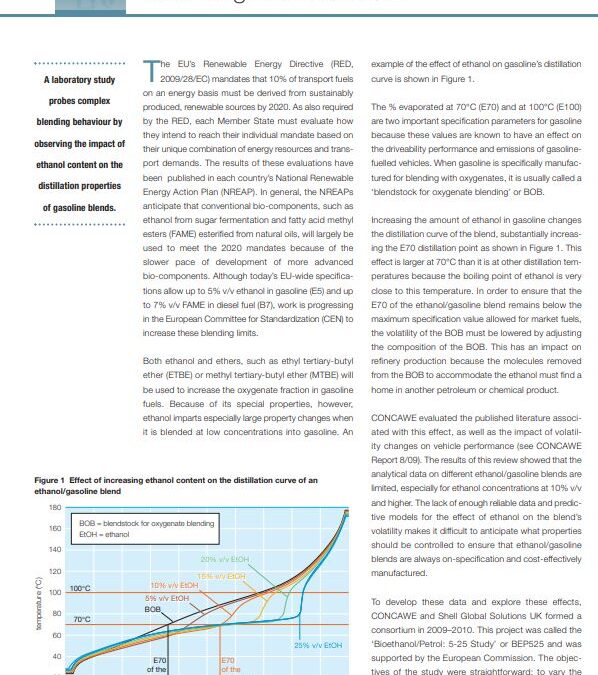 Gasoline volatility and vehicle performance