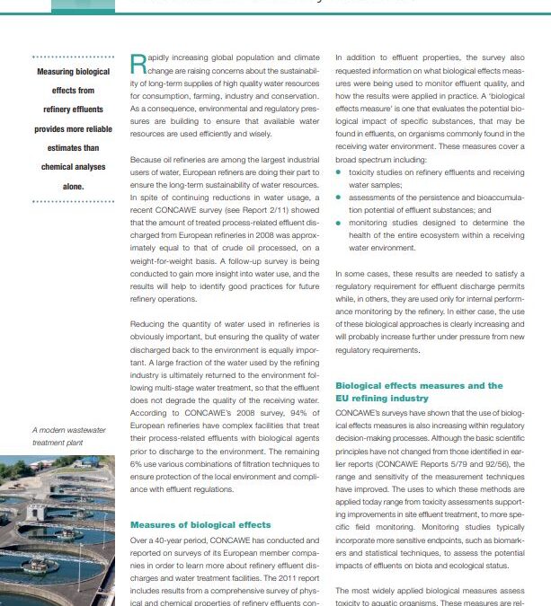 Using biological methods to assess and monitor refinery effluents