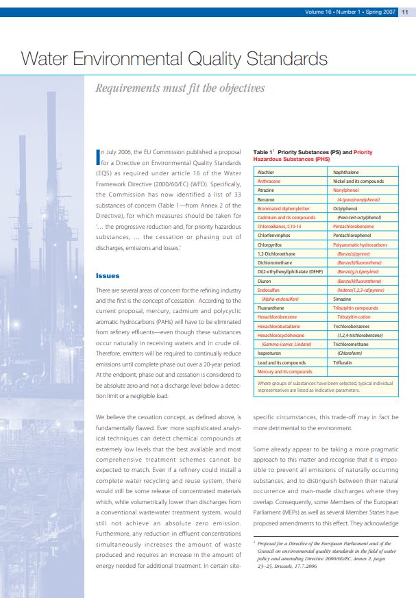 Water Environmental Quality Standards