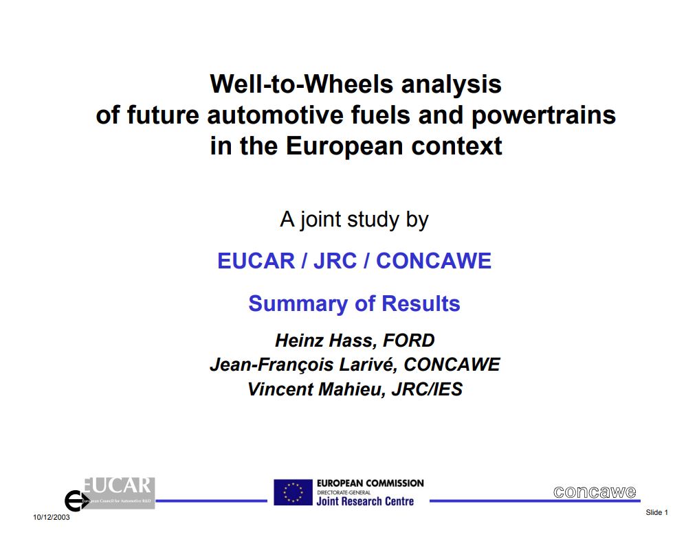 Well-to-Wheels analysis of future automotive fuels and powertrains in the European context