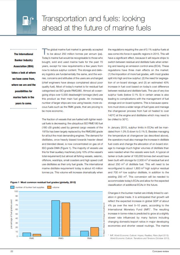 Transportation and fuels: looking ahead at the future of marine fuels