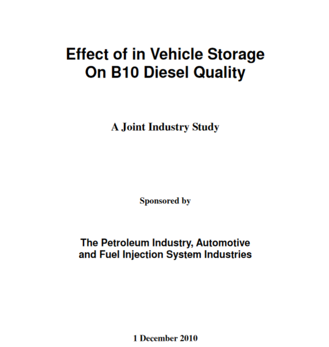 Effect of in Vehicle Storage On B10 Diesel Quality