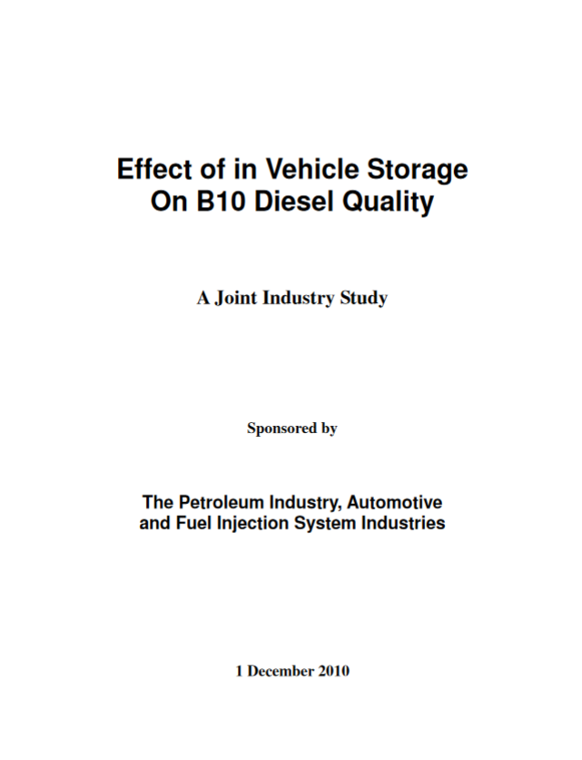 Effect of in Vehicle Storage On B10 Diesel Quality