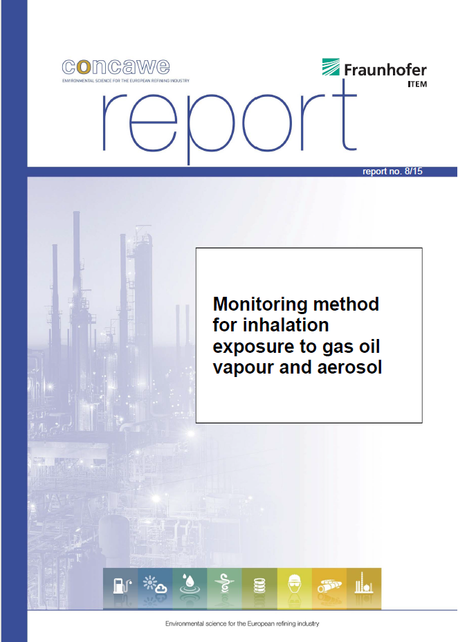 Monitoring method for inhalation exposure to gas oil vapour and aerosol